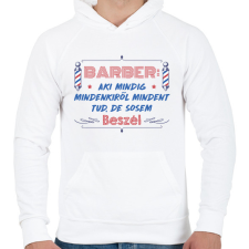 PRINTFASHION A barber sose beszél - Férfi kapucnis pulóver - Fehér férfi pulóver, kardigán