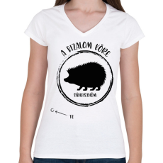 PRINTFASHION A bizalom köre - Sündisznóm (fekete) - Női V-nyakú póló - Fehér