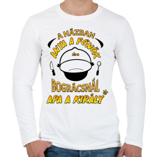 PRINTFASHION A bográcsnál apa a király - Férfi hosszú ujjú póló - Fehér férfi póló