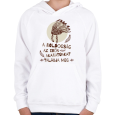PRINTFASHION A boldogság - indián közmondás - Gyerek kapucnis pulóver - Fehér