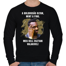 PRINTFASHION A boldogság olyan mint a fing - Férfi pulóver - Fekete férfi pulóver, kardigán