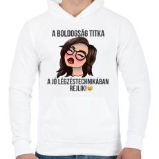 PRINTFASHION a boldogság titka - Férfi kapucnis pulóver - Fehér
