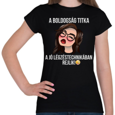 PRINTFASHION a boldogság titka  - Női póló - Fekete