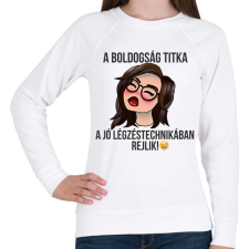 PRINTFASHION a boldogság titka - Női pulóver - Fehér női pulóver, kardigán