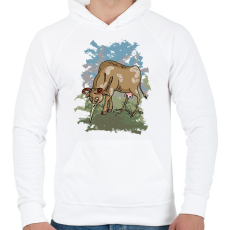 PRINTFASHION A bölöm tehén - Férfi kapucnis pulóver - Fehér