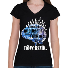 PRINTFASHION a bolygó és az intelligencia - Női V-nyakú póló - Fekete női póló