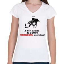 PRINTFASHION a bort tisztán - Női V-nyakú póló - Fehér női póló