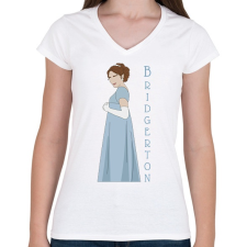PRINTFASHION A Bridgerton család - Daphne - Női V-nyakú póló - Fehér női póló