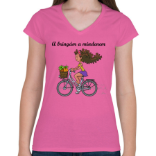 PRINTFASHION A bringám - Női V-nyakú póló - Rózsaszín női póló