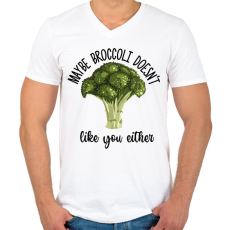 PRINTFASHION A brokkoli se szeret téged - Férfi V-nyakú póló - Fehér