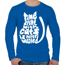 PRINTFASHION A cicákkal eltöltött idő - Férfi hosszú ujjú póló - Királykék férfi póló