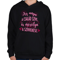 PRINTFASHION A család szíve - Gyerek kapucnis pulóver - Fekete