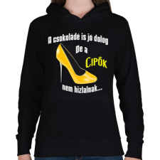 PRINTFASHION a csokoládé is... - Női kapucnis pulóver - Fekete női pulóver, kardigán