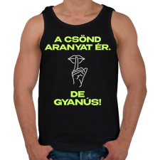 PRINTFASHION A csönd aranyat ér - Férfi atléta - Fekete atléta, trikó