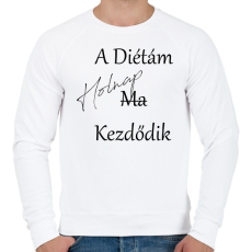 PRINTFASHION A diéta holnap kezdődik - Férfi pulóver - Fehér