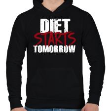 PRINTFASHION A diéta holnaptól kezdődik - Férfi kapucnis pulóver - Fekete férfi pulóver, kardigán