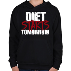 PRINTFASHION A diéta holnaptól kezdődik - Gyerek kapucnis pulóver - Fekete