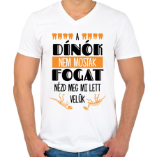 PRINTFASHION A dínók nem mostak fogat - Férfi V-nyakú póló - Fehér férfi póló