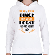 PRINTFASHION A dínók nem mostak fogat - Női kapucnis pulóver - Fehér női pulóver, kardigán