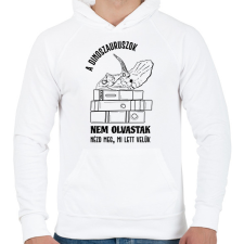 PRINTFASHION A dinoszauruszok nem olvastak - Férfi kapucnis pulóver - Fehér férfi pulóver, kardigán