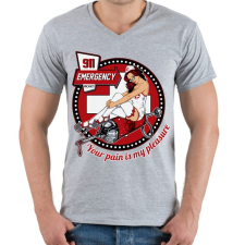 PRINTFASHION A fájdalom öröme - Férfi V-nyakú póló - Sport szürke férfi póló