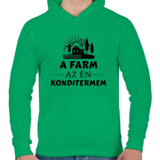 PRINTFASHION A farm az én konditermem - Férfi kapucnis pulóver - Zöld