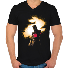 PRINTFASHION A fekete lovag mindig győz - Férfi V-nyakú póló - Fekete férfi póló