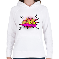 PRINTFASHION A feleségem az én szuperhősöm! - Női kapucnis pulóver - Fehér női pulóver, kardigán