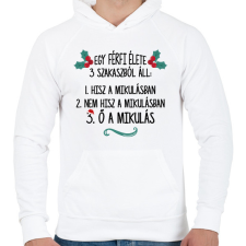 PRINTFASHION A férfi élete - Mikulás - Férfi kapucnis pulóver - Fehér férfi pulóver, kardigán