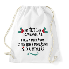 PRINTFASHION A férfi élete - Mikulás - Sportzsák, Tornazsák - Fehér tornazsák