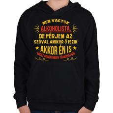 PRINTFASHION A férjem alkoholista - Gyerek kapucnis pulóver - Fekete