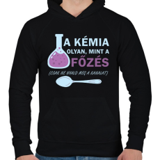 PRINTFASHION A főzés olyan, mint a kémia - Férfi kapucnis pulóver - Fekete