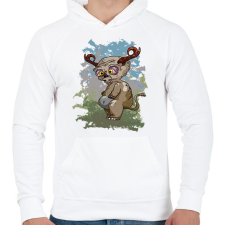 PRINTFASHION A fülszarvú - Férfi kapucnis pulóver - Fehér férfi pulóver, kardigán
