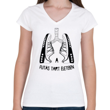PRINTFASHION A futás tart életben - Női V-nyakú póló - Fehér női póló