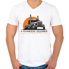 PRINTFASHION A fuvarozás legjobbja - kamionsofőr - Férfi V-nyakú póló - Fehér
