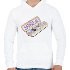 PRINTFASHION A gaming a gyógyszerem - Férfi kapucnis pulóver - Fehér