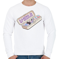 PRINTFASHION A gaming a gyógyszerem - Férfi pulóver - Fehér