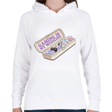 PRINTFASHION A gaming a gyógyszerem - Női kapucnis pulóver - Fehér