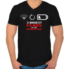 PRINTFASHION A generációnk legnagyobb félelmei - Férfi V-nyakú póló - Fekete