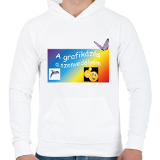 PRINTFASHION A grafikázás - Férfi kapucnis pulóver - Fehér