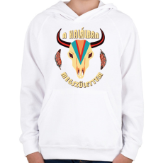 PRINTFASHION A halálban megszülettem - Hopi - Gyerek kapucnis pulóver - Fehér