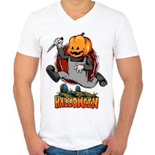 PRINTFASHION A halloweeni konyhakéses - Férfi V-nyakú póló - Fehér férfi póló