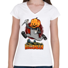 PRINTFASHION A halloweeni konyhakéses - Női V-nyakú póló - Fehér női póló