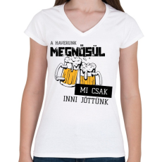 PRINTFASHION A haverunk megnősül - Női V-nyakú póló - Fehér