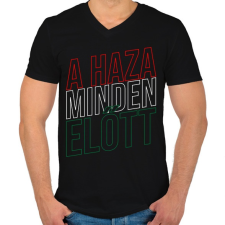 PRINTFASHION A haza minden előtt. - Férfi V-nyakú póló - Fekete férfi póló