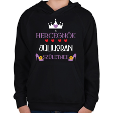 PRINTFASHION A hercegnők júliusban születnek - Gyerek kapucnis pulóver - Fekete gyerek pulóver, kardigán