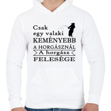 PRINTFASHION A horgász és a felesége - Férfi kapucnis pulóver - Fehér férfi pulóver, kardigán