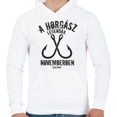 PRINTFASHION A horgász legendák - Férfi kapucnis pulóver - Fehér