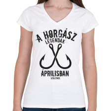 PRINTFASHION A horgász legendák - Női V-nyakú póló - Fehér női póló