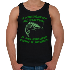 PRINTFASHION A horgászat az életem - Férfi atléta - Fekete